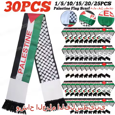 5/10/20/30Packs Palestine Scarf Flag Printing Satin Palestinian National Day Scarves Palestine Shawl