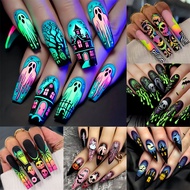 Halloween Wearable Nails 3D Ghost Spider Web Skull Pumpkin Strange Castle Halloween Manicure Patch