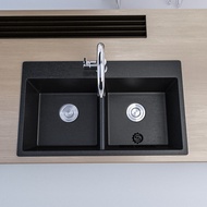 Quartz Kitchen Sink Drop-In/Topmount Single Bowl Granite Kitchen Sink Black