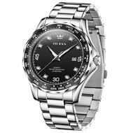OLEVS 9988 Fashion Quartz Men Watch Gift Stainless Steel Watchband Round-dial Wristwatch Calendar