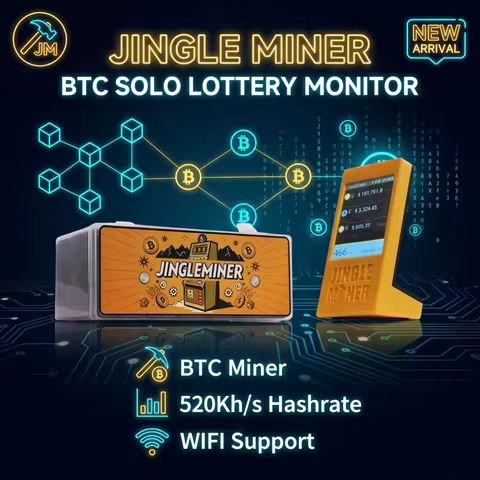 Jingle Miner BTC Solo Lottery Monitor 520Kh/s WIFI Brand NEW 1W 10mV Hashrate Lucky Miner bitcoin mi