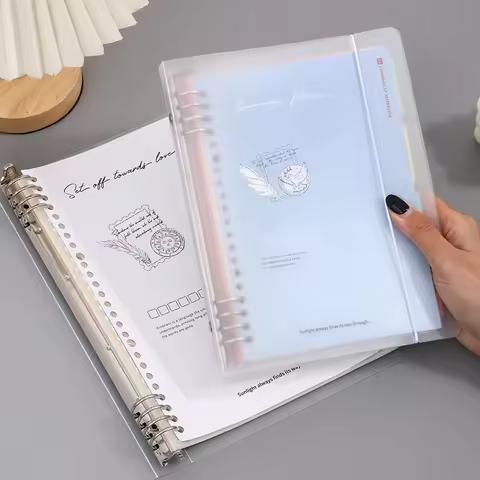 Detachable Transparent Ring Binder Notebook A5 B5 Size 120 Pages PP Hard Cover Ruled Notebook School