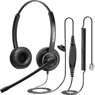 Beebang Telephone Headset with Pro Noise Canceling Microphone, RJ9 Phone Headset for Office Call Center Landline Deskphone, Work for Mitel NEC Shoretel Aastra Uniden Allworx Toshiba