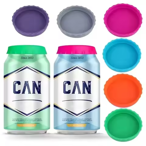Silicone Soda Lid Beverage Can Cover Beer Bottle Caps Juice Can Topper Reusable Coke Can Saver 6 Col