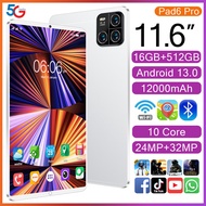 New Pad6 Pro 11.6 Inch Tablet PC 16GB+512GB| Android13.0 Smart Tablet | HD Large Screen | 12000mAh B
