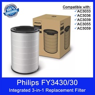Philips FY3430/30 Integrated 3-in-1 Genuine Replacement Filter. 36 Months Lifetime. HEPA+Active Carbon+Pre-filter.