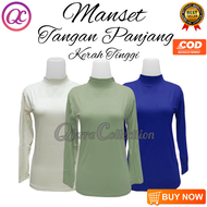 Baju Manset Lengan Panjang Wanita Kerah Shanghai Leher Turtle Neck Polos Dalaman Perempuan Putih War