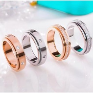 GTTV Pi ** et 925 Silver CNC Time to Run Diamond-Studded Striped Ring Light Luxury Rotate Gypsophila