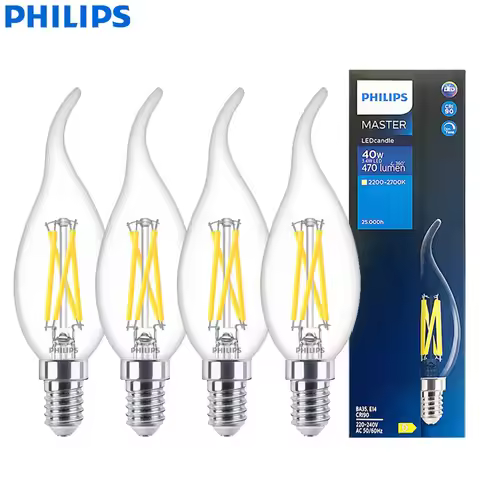 Philips Master LED Candle E14 Filament Lamps 3.4W(=40W) BA35 Classic Bulbs 220-240V DimTone Dimmable