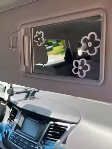 Car Rearview Mirror Floral Stickers, Waterproof Vinyl Decals, Easy Peel & Stick Auto Deco