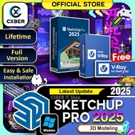 SketchUp Pro 2025 + FREE V-Ray with Video Install Guide | 3D modeling software | No Watermark | Life