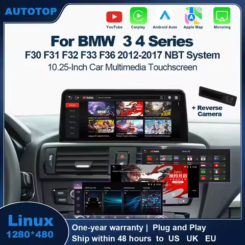 AUTOTOP 10.25" Youtube Wireless Carplay Android Auto Car Radio Display for BMW 3 4 Series F30 F31 F3