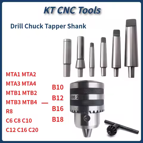 1 set R8 M12 7/16 MT1 MT2 MT3 MT4 C6 C8 C10 C12 C16 C20 B10 B12 B16 B18 Drill Chuck tapper shank Arb