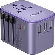 Universal Travel Adapter, VINTAR 35.5W International Power Adapter with 3 USB A QC and 2 USB C PD, A