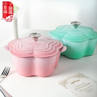 Small Happiness Petals Enamel Pot Soup Pot Cast Iron Enamel Thickened Small Stew Pot Household Soup Pot Universal for Induction Cooker