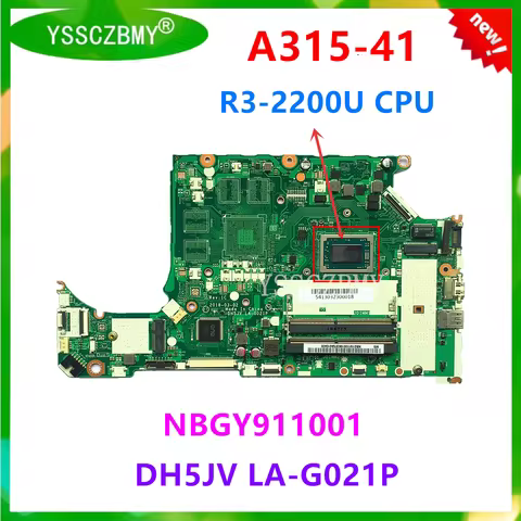 NEW DH5JV LA-G021P Mainboard For Acer Aspire A315-41 A315-41G Laptop Motherboard With AMD R3-2200 R5
