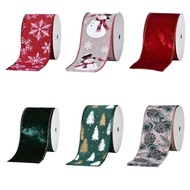 9Metres/roll DIY Wreath Bows Ribbons, Christmas Tree Snowflake Christmas Ribbons, Printed Satin Ribb