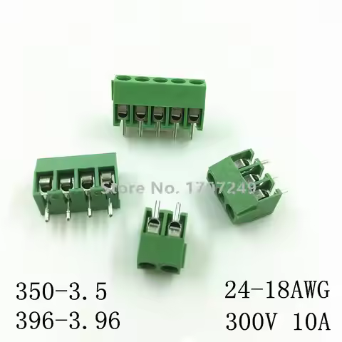 10pcs/lot KF350-3.5 2P-6Pin Terminal 300V 10A KF350 3.5mm 2Pin-6Pin Straight Pin PCB Screw Terminal 