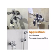 2 WAY FAUCET TAP DOUBLE HEAD STAINLESS STEEL SUS304 WALL WATER TAP 1 IN 2 OUT WASHING MACHINE PIPE AIR KEPALA PAIP 双头水龙头