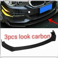 3pcs Carbon Fiber Look Front Deflector Spoiler Splitter Diffuser Bumper Canard Lip universal