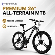 [Trendwave] 24/26 Inch Mountain Bike 100% No install 21 Speeds Bicycle With Dual Disc Brakes Carbon 