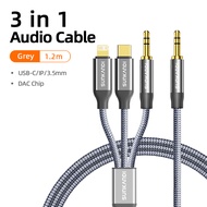 SUNKANDI 3.5mm Audio Conversion Adapter 3.5mm to 3.5mm/Type-C/L Male-to-Male 3-in-1 AUX Audio Cable