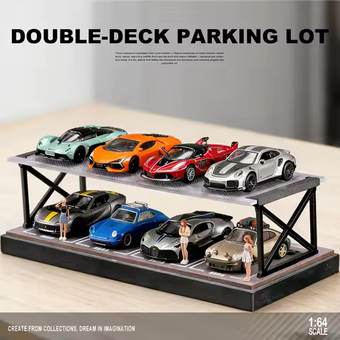 1/64 Scale Two-Story Parking Lot Diorama–Miniature Scene Model for Collectors, Display Base for 64 S