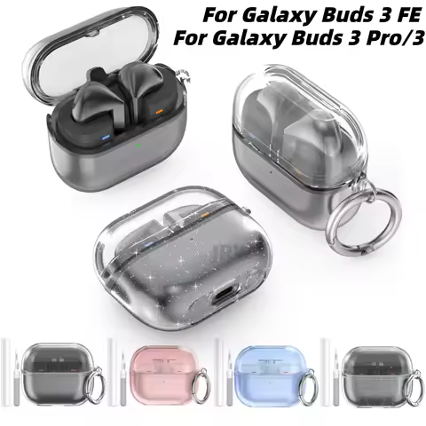 Clear Case for Samsung Galaxy Buds 3FE/Buds 3Pro /Buds 3 Soft TPU Protective Case with Keychain For
