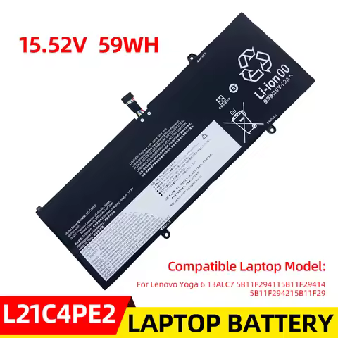 New L21C4PE2 15.52V 59WH Laptop Battery For Lenovo Yoga 6 13ALC7 5B11F294115B11F294145B11F294215B11F