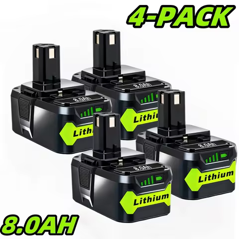 4PACK P108 Replacement Battery 8.0Ah 18V | High Capacity 8000mAh | For Ryobi 18 Volt ONE Plus | Repl