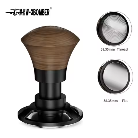 MHW-3BOMBER 58.35mm Espresso Tamper,30lbs Coffee Tamper with Sound Feedback Walnut Constant Level Ha