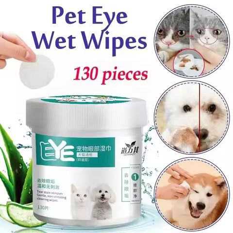 130Pcs/set Pet Eye Wipes Dog and Cat Cleaning Wipes Pet Eye Wipes Grooming Tear Stain Remover Gentle