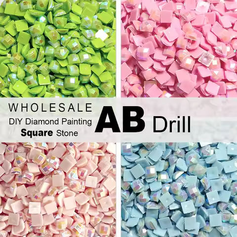 Single Color AB Square Diamond Beads for 5D Diamond Paintings Resin AB Diamond Painting Drills 2.5mm