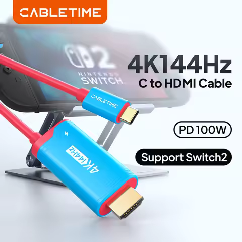 CABLETIME 4K144Hz Type C to HDMI Cable Adapter PD 100W USB C to HDMI Cable Adapter Prefect Switch 2/