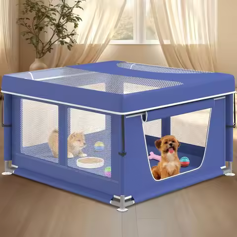 Dog fence 42 x 42 inches, with a door, suitable for puppies, small and medium-sized dogs, thick fabr