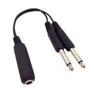 6.35mm TRS Stereo Female to 2 Dual 1/4 Inch TS Mono Male Y Splitter Adiuo Cable 27cm