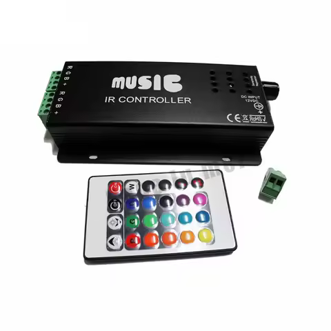 DC12-24V 2017 24 Keys music controller IR remote RGB controller Sound Sensitive for 5050 3528 led st