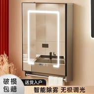 Simple Full Mirror Single Wall-Mounted Bathroom Bathroom Smart Mirror Cabinet Storage Cabinet40Small Size with Towel Bar