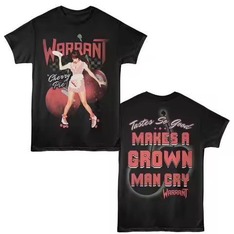 Warrant Tastes So Good Lyrics F/B Black T-Shirt Summer Men's and Women's Loose and Breathable T-shir