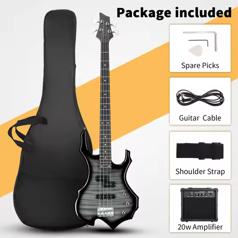 46 In Full Size Electric Bass Guitar With AMP Beginner Kits & Tools for Student