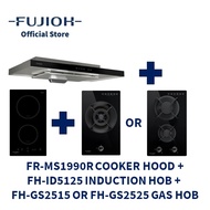 FUJIOH FR-MS1990R Slim Cooker Hood (Recycling) + FH-ID5125 Domino Induction Hob with 2 Zones + FH-GS25 Domino Gas Hob