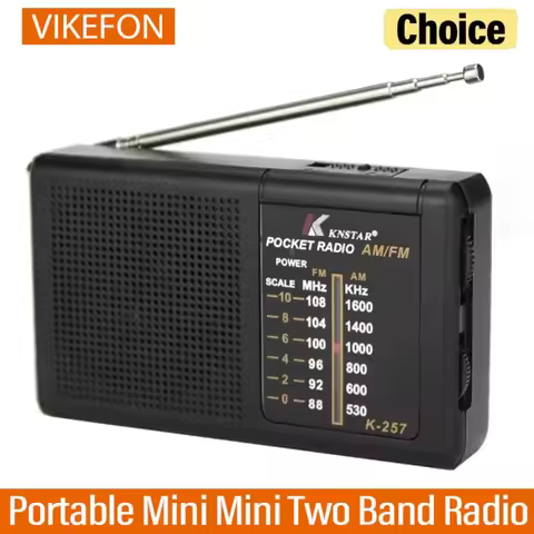 AM FM Portable Mini Two Band Radio Full-wave Band Battery Powered Radio Built-In Speaker Outdoor Eme