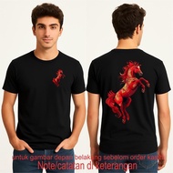 Premium Men's T-shirt Chinese New Year Super Red Fire Horse Motif 3D Animation Oblong Tshirt Male Hc