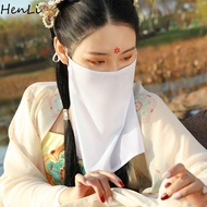 HENLI Face Shield Elegant Windproof Sunscreen Hanging Ears For Women Face Scarf Face Scarves Hanfu Face Veil Chinese Hanfu Accessories Ancient Face Covering
