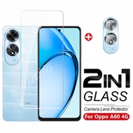2In1 Tempered Glass Full Screen Protector Film with Camera Lens Protector For Oppo A60 4G 2024 Phone