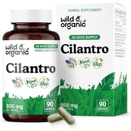 Wild & Organic Cilantro Capsules 800 mg - Detox & Antioxidant Support - Cilantro Powder Supplement -