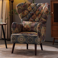 找得 - 美式單人梳化沙發椅小眾復古休閒臥室宮廷紋沙發（復古宮廷綠【送腰枕】 不帶腳凳 不包安裝） 80092