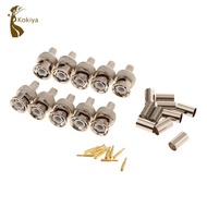 kokiya 10-Pack Professional RG59 BNC Male Crimp-On Connector for CCTV Coaxial Cables