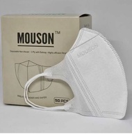 Masker Duckbill Mouson 4Ply Face Mask Isi 50 Pcs Impor Disposable Mask Dewasa Hitam / Putih/mix warna