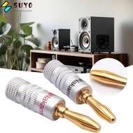 SUYO Musical Sound Banana Plug, Black&amp;Red Gold Plated Nakamichi Banana Plug, Speaker Plugs  with Screw Lock for Speaker Wire Audio Jack